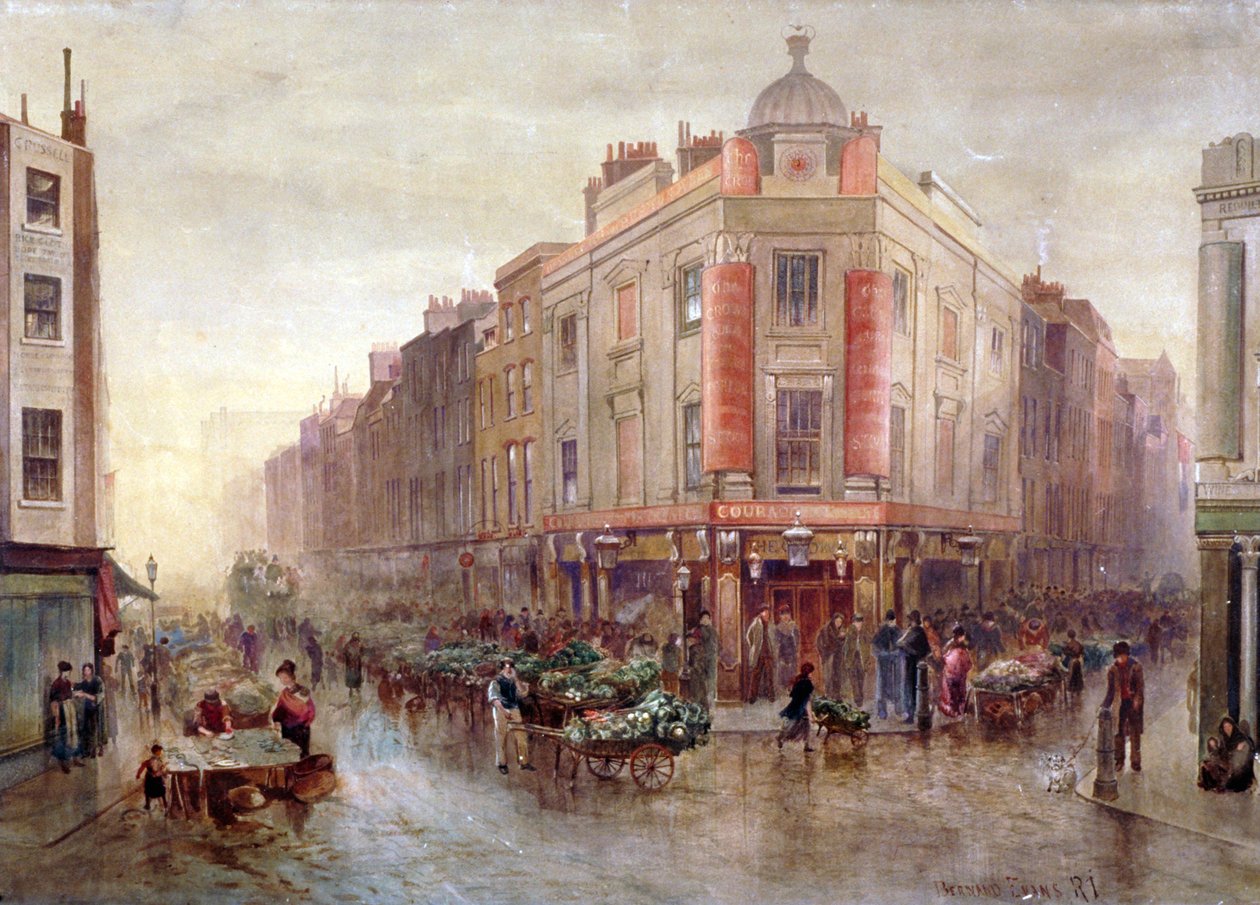 Trh v neděli ráno v Seven Dials, Holborn, Londýn, 1878. od Bernard Evans