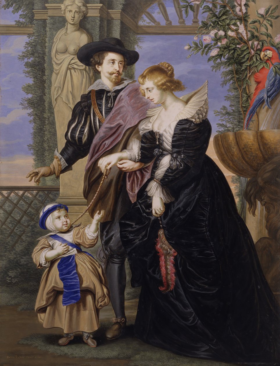 Kopie po Rubensovi, jeho manželce Heleně Fourmentové 1614-1673 a jejich synovi Fransovi 1633-1678. od Bernard Lens