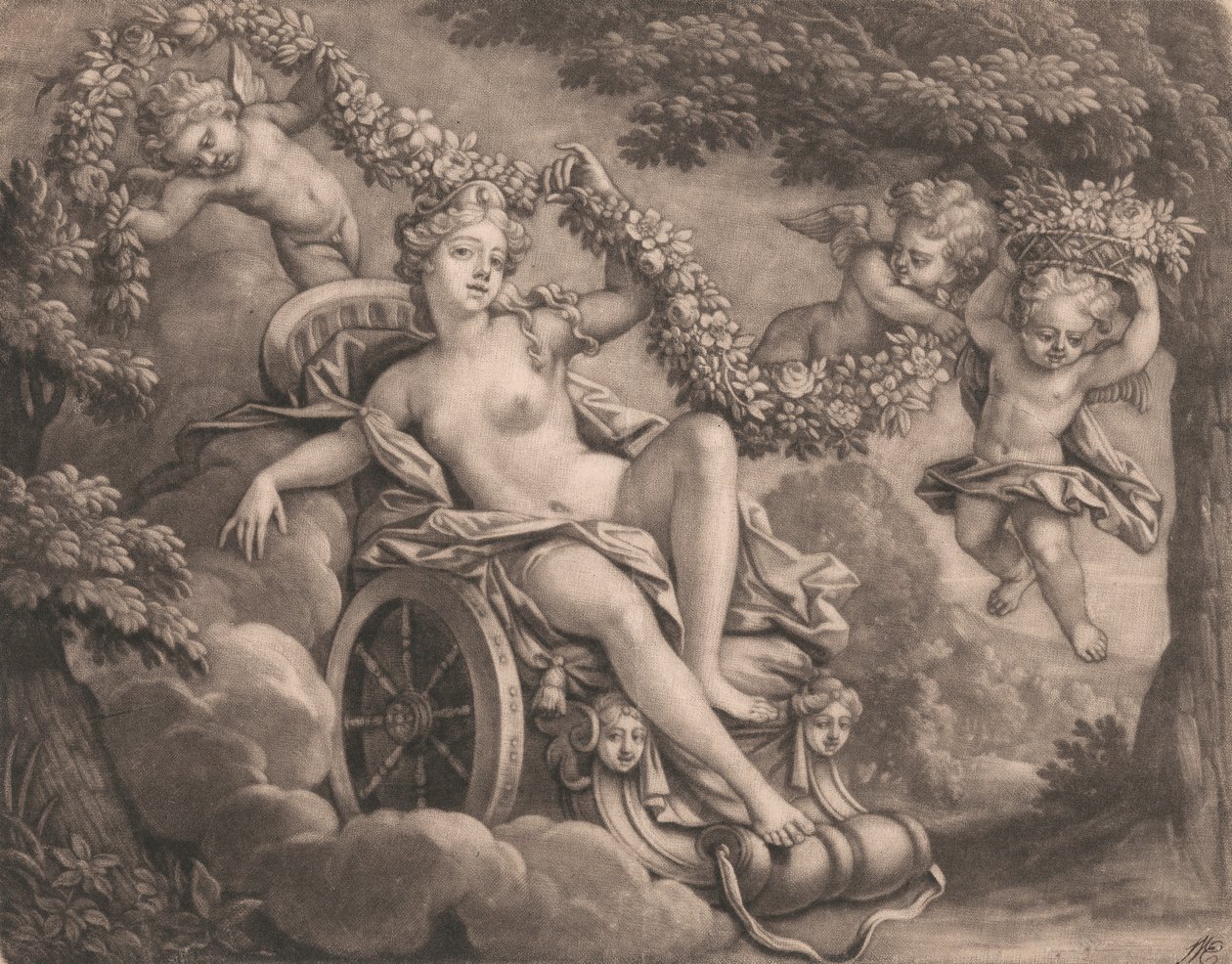 Flora a Putti od Bernard Lens