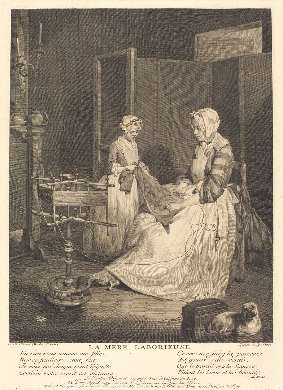 Ta pracovitá matka od Bernard Lépicié after Jean Siméon Chardin