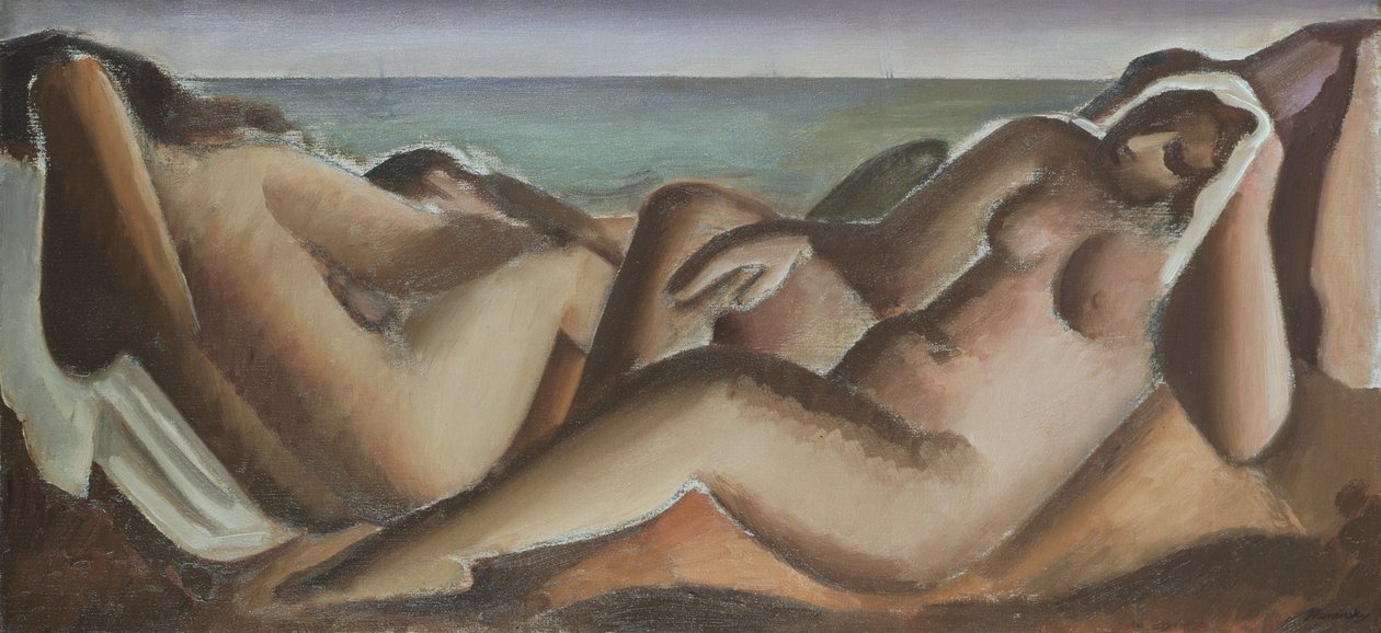 Bathers Resting, kolem roku 1936 (olej na plátně) od Bernard Meninsky