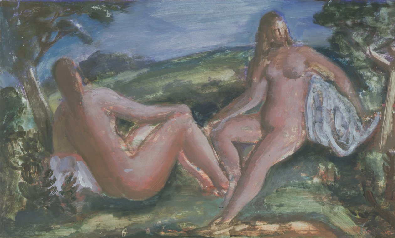 Bathers, cca 1940 (kvaš na papíře) od Bernard Meninsky
