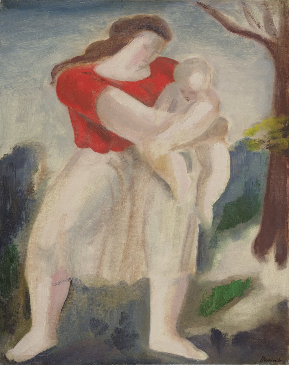 Matka a dítě, kolem roku 1940 (olej na palubě) od Bernard Meninsky