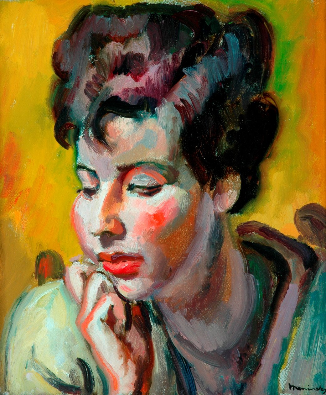 Portrét mladé židovky, kolem roku 1928 (olej na plátně) od Bernard Meninsky