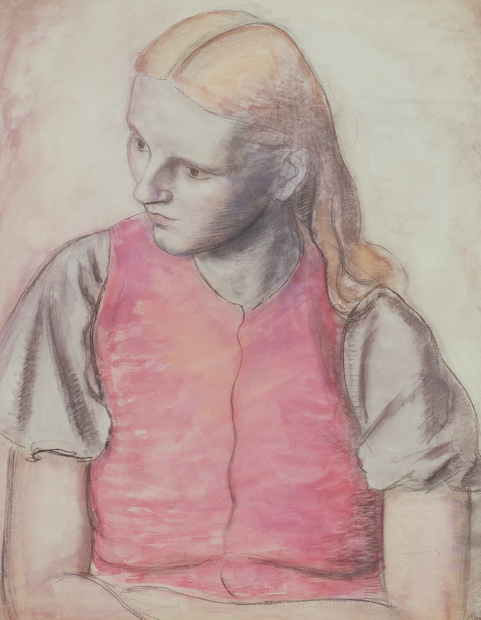 Portrét umělcovy manželky, kolem roku 1926 (tužka a akvarel) od Bernard Meninsky