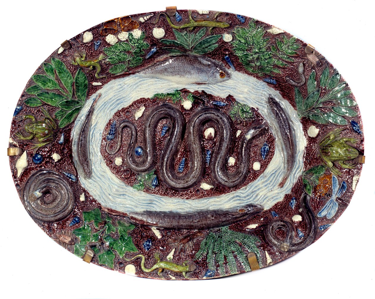 Fajánsový pokrm s hady a batraciany. Průměr 0,52 m 16. stol. Realizoval Bernard Palissy (1510-1589) Sevres. Národní muzeum keramiky od Bernard Palissy