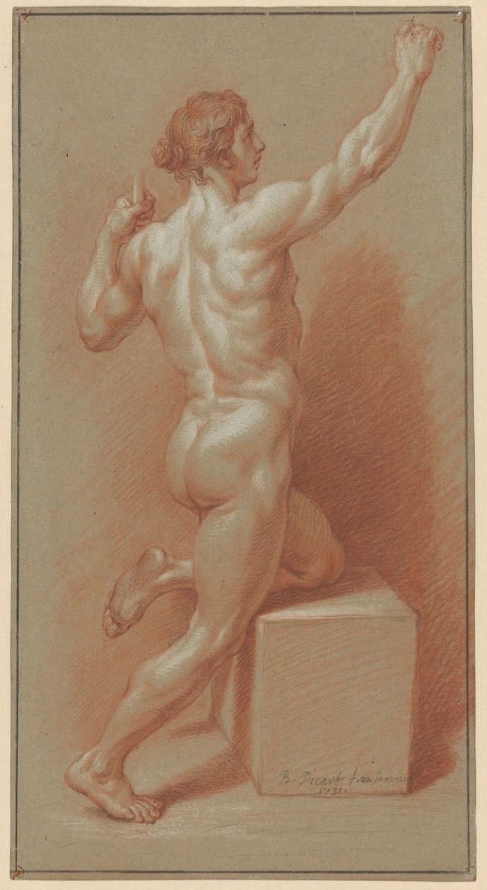 Nahý muž opřený o levé koleno od Bernard Picart (signed by artist)
