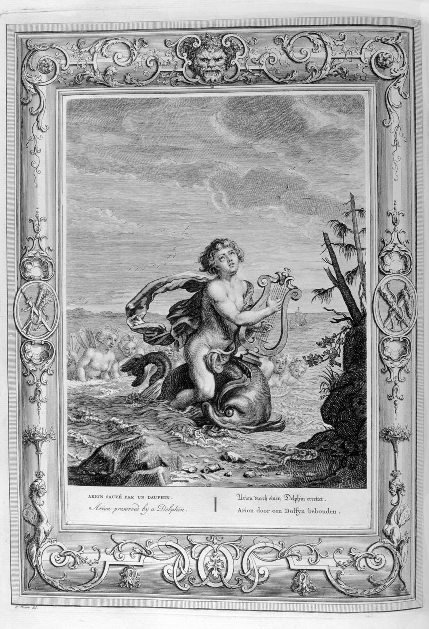 Arion na delfínovi (rytina) od Bernard Picart