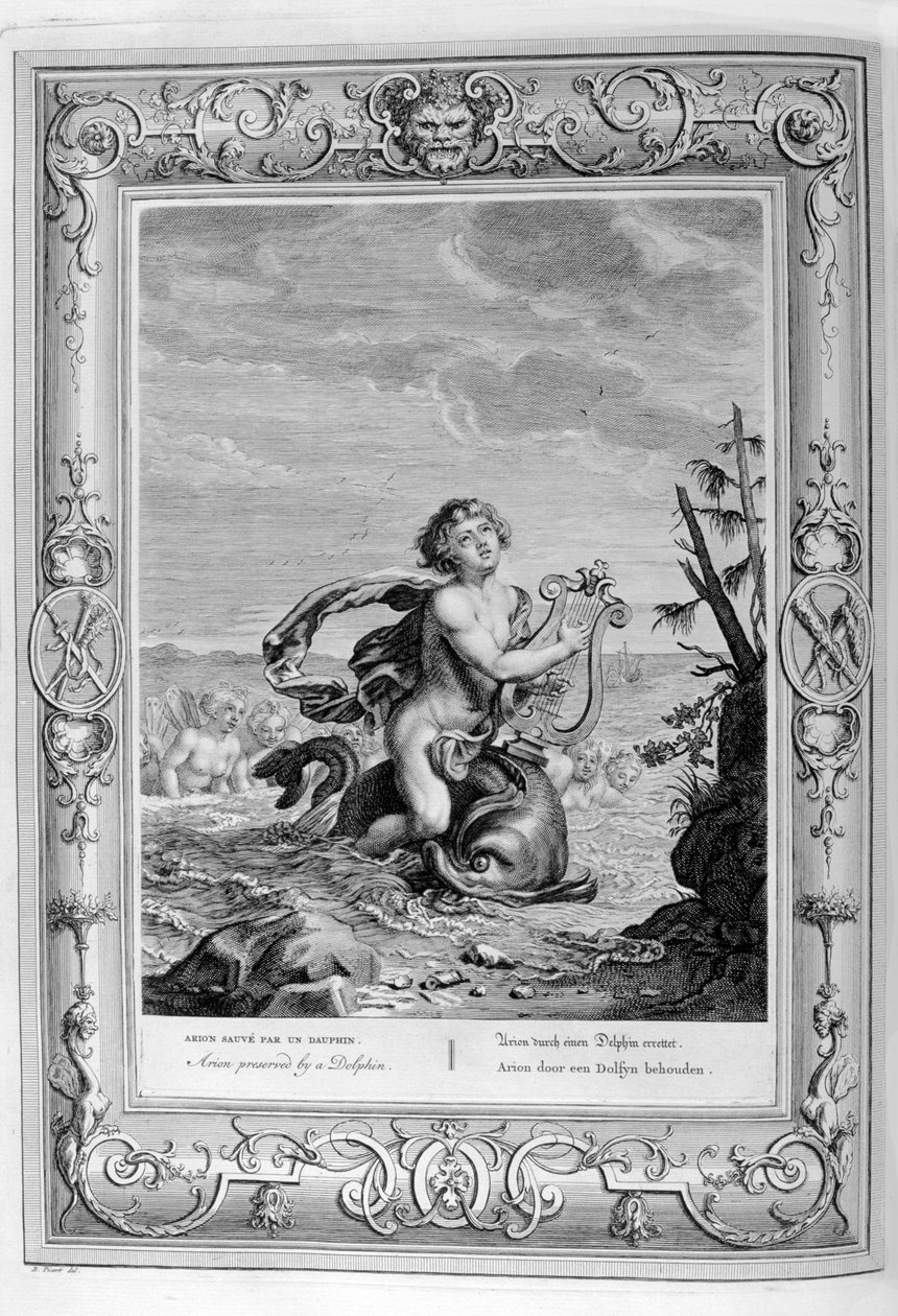 Arion zachráněn delfínem, 1733 od Bernard Picart
