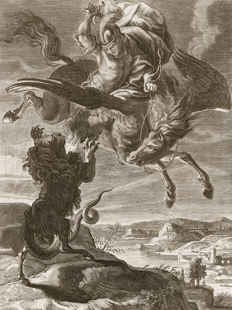 Bellerophon bojuje s Chimaerou, 1731 od Bernard Picart
