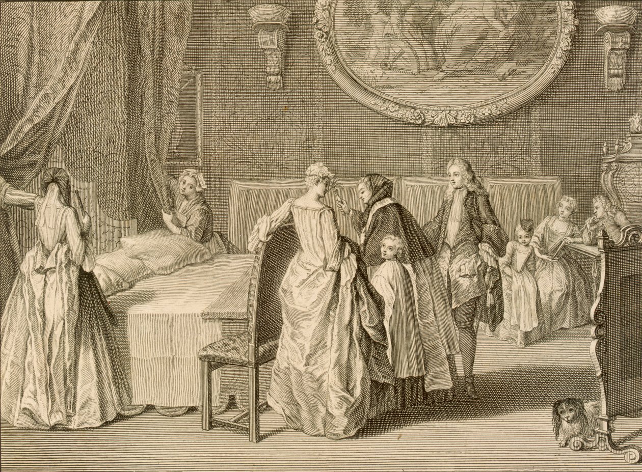 Požehnání manželského lože, ilustrace z knihy "Náboženské obřady a zvyky", 1724 od Bernard Picart