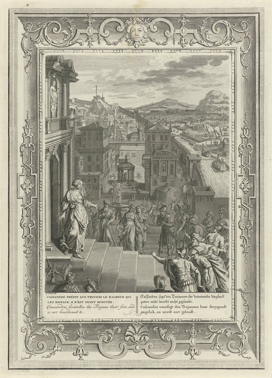 Cassandra předpovídá pád Tróje, 1731 od Bernard Picart