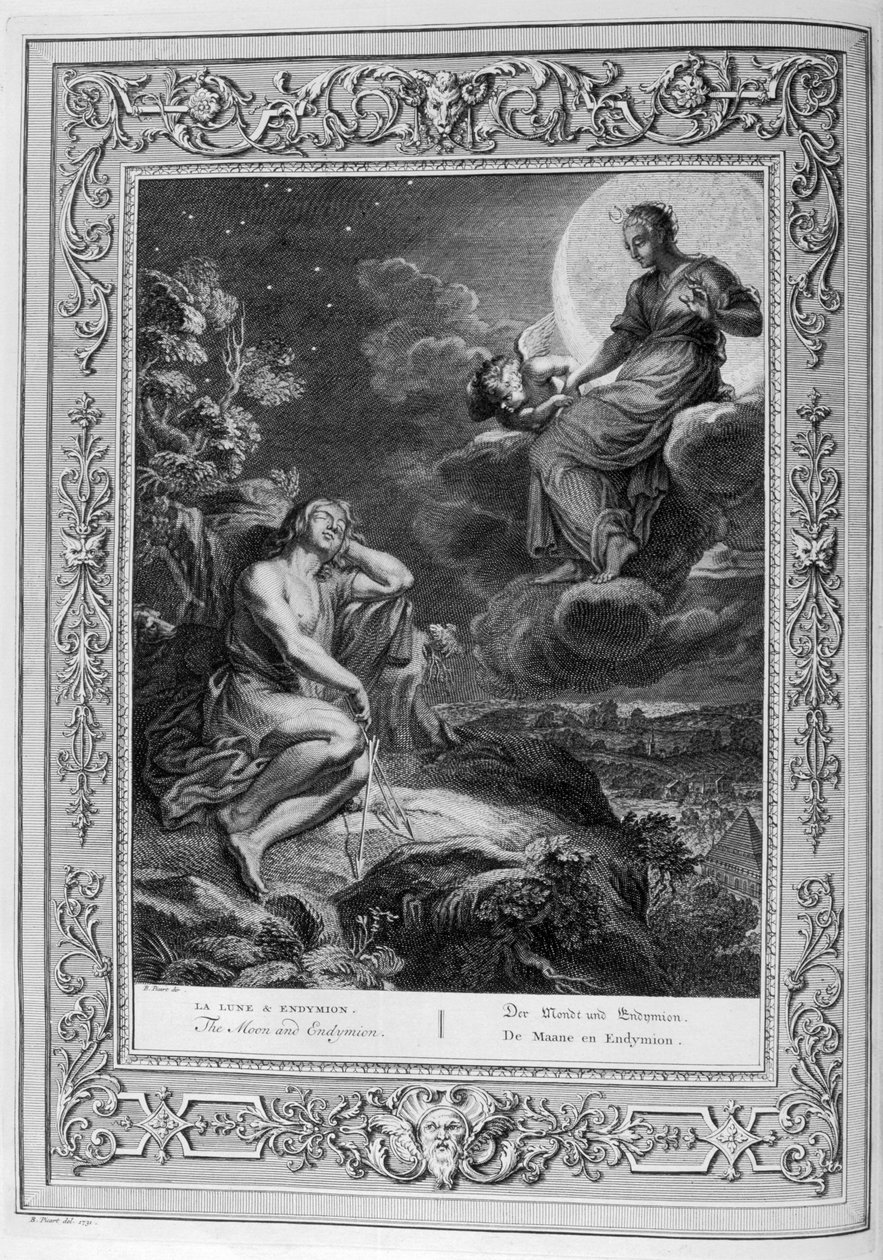 Endymion a Měsíc (rytina) od Bernard Picart