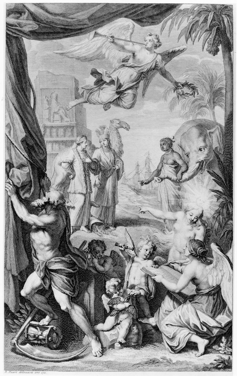 Frontispiece to Voyages ... od Muscovia, Persie a východní Indie, 1718 od Bernard Picart