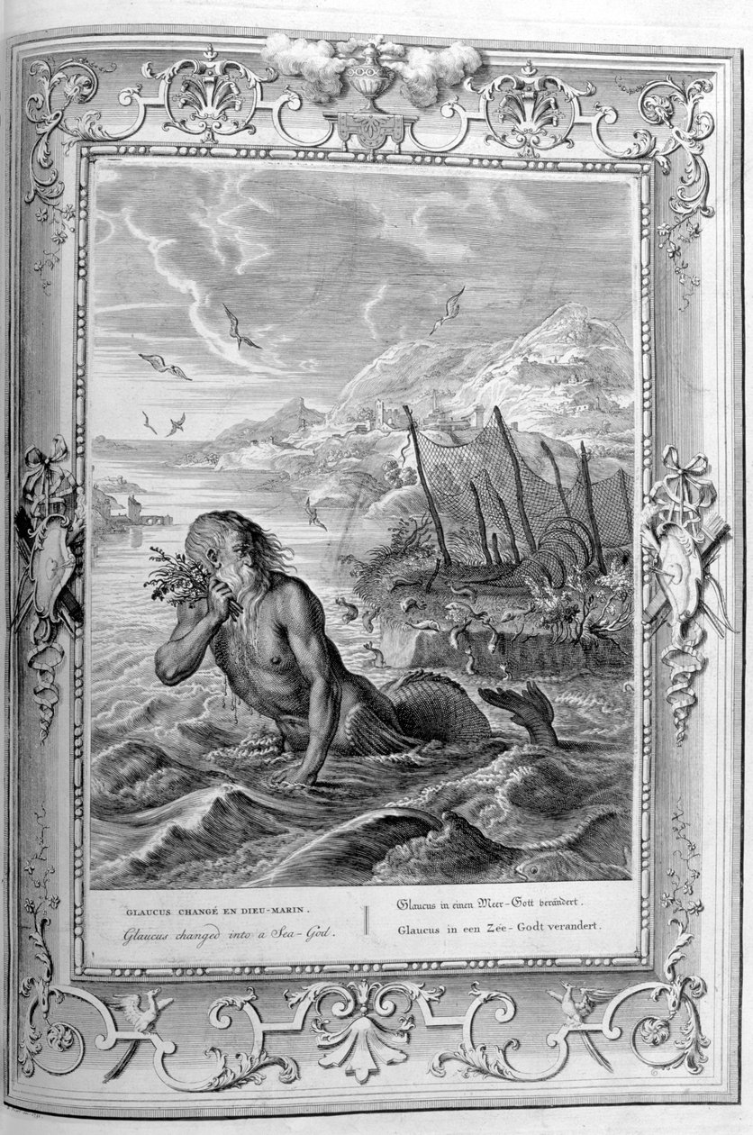 Glaucus se proměnil v mořského boha, 1733 od Bernard Picart