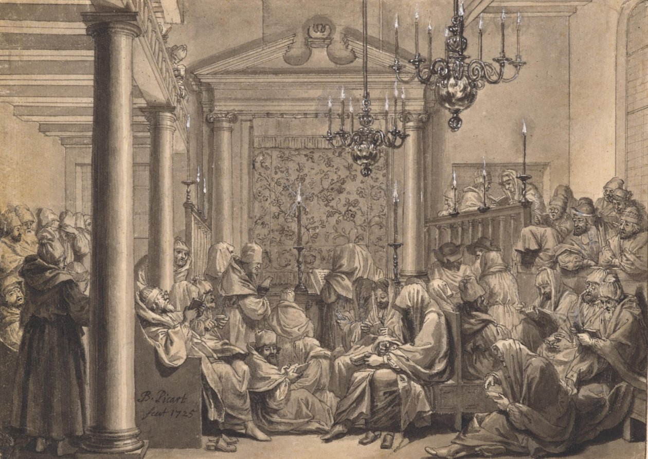 Velký den smíření v Horní synagoze v Amsterodamu od Bernard Picart