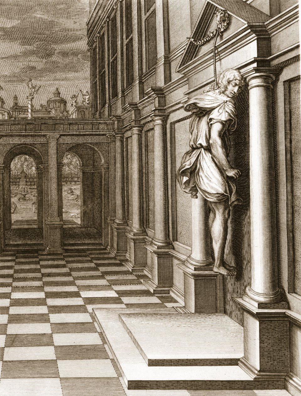 Iphis se oběsí v zoufalství, že nezískal Anaxaretu, 1731 od Bernard Picart