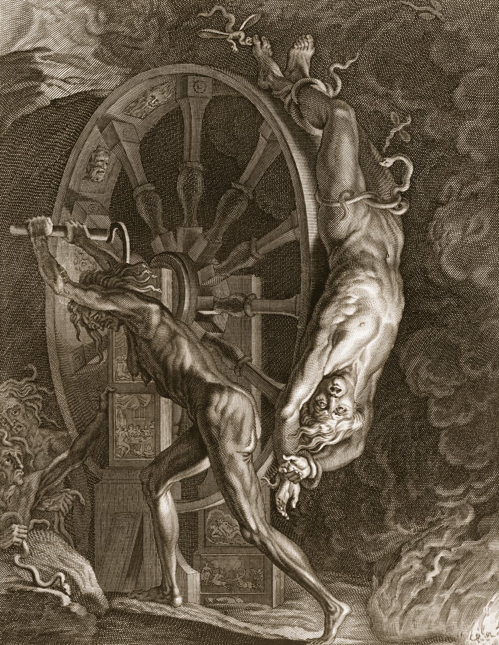 Ixion v Tartaru na kole, 1731 od Bernard Picart