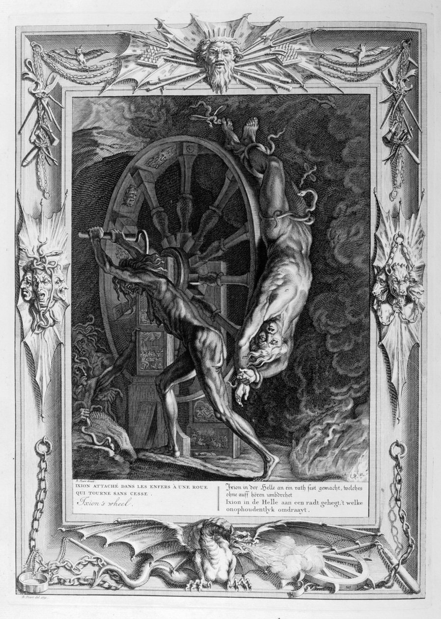 Ixion v Tartaru na kole, 1733 od Bernard Picart