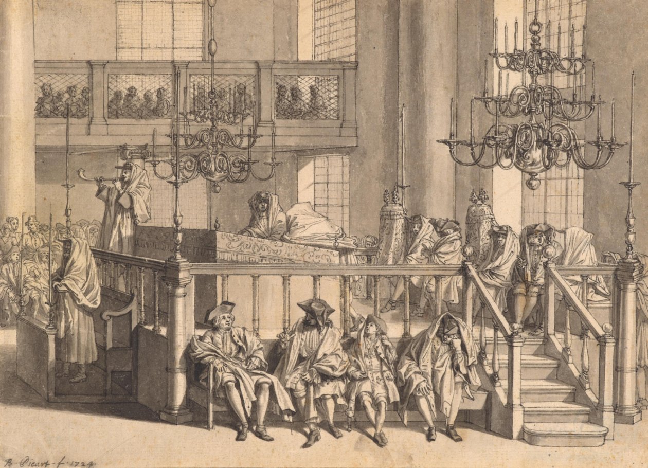 Židovský Nový rok v portugalské synagoze v Amsterdamu od Bernard Picart