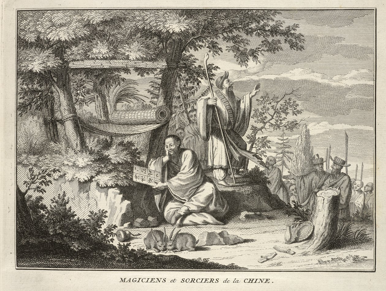Wizards and Wizards of China, z Náboženských obřadů a zvyků všech národů světa, pub. 1736 od Bernard Picart