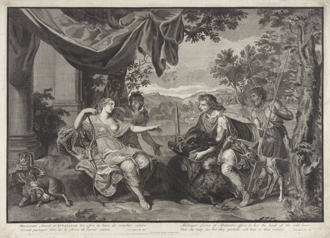 Meleager dává hlavu kaledonského kance Atalantě Historie Meleager (název série) od Bernard Picart