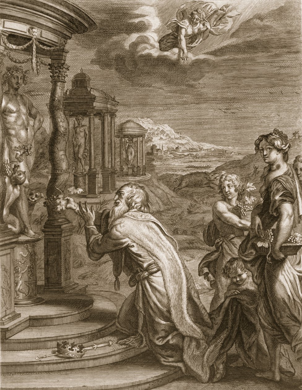 Oeneus, král Calydonu, zanedbání Diany při oběti je potrestáno za svou bezbožnost, 1731 od Bernard Picart