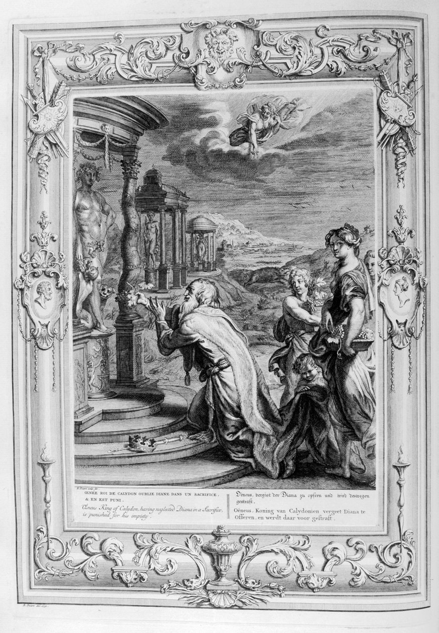 Oeneus, král Calydonu... je potrestán za svou bezbožnost, 1733 od Bernard Picart