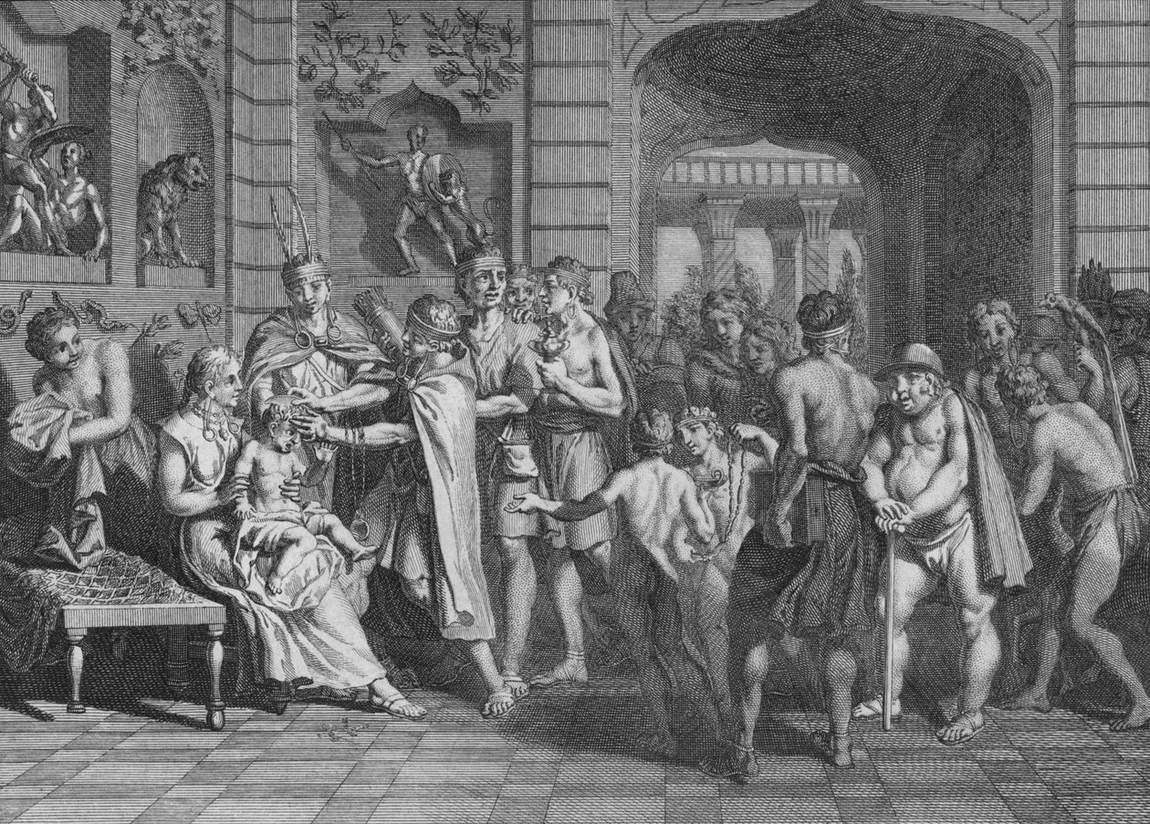 Na Coupe les Cheveux a na donne un Nom aux Fils de LYncas, 1723. od Bernard Picart