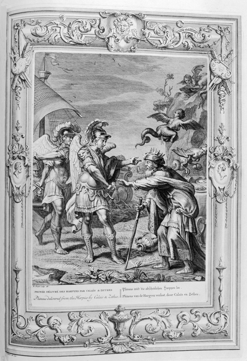 Phineus and the Harpyje (rytina) od Bernard Picart