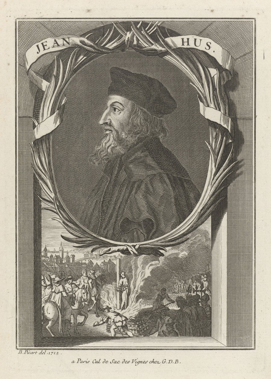 Portrét Jana Husa, cca 1720 od Bernard Picart