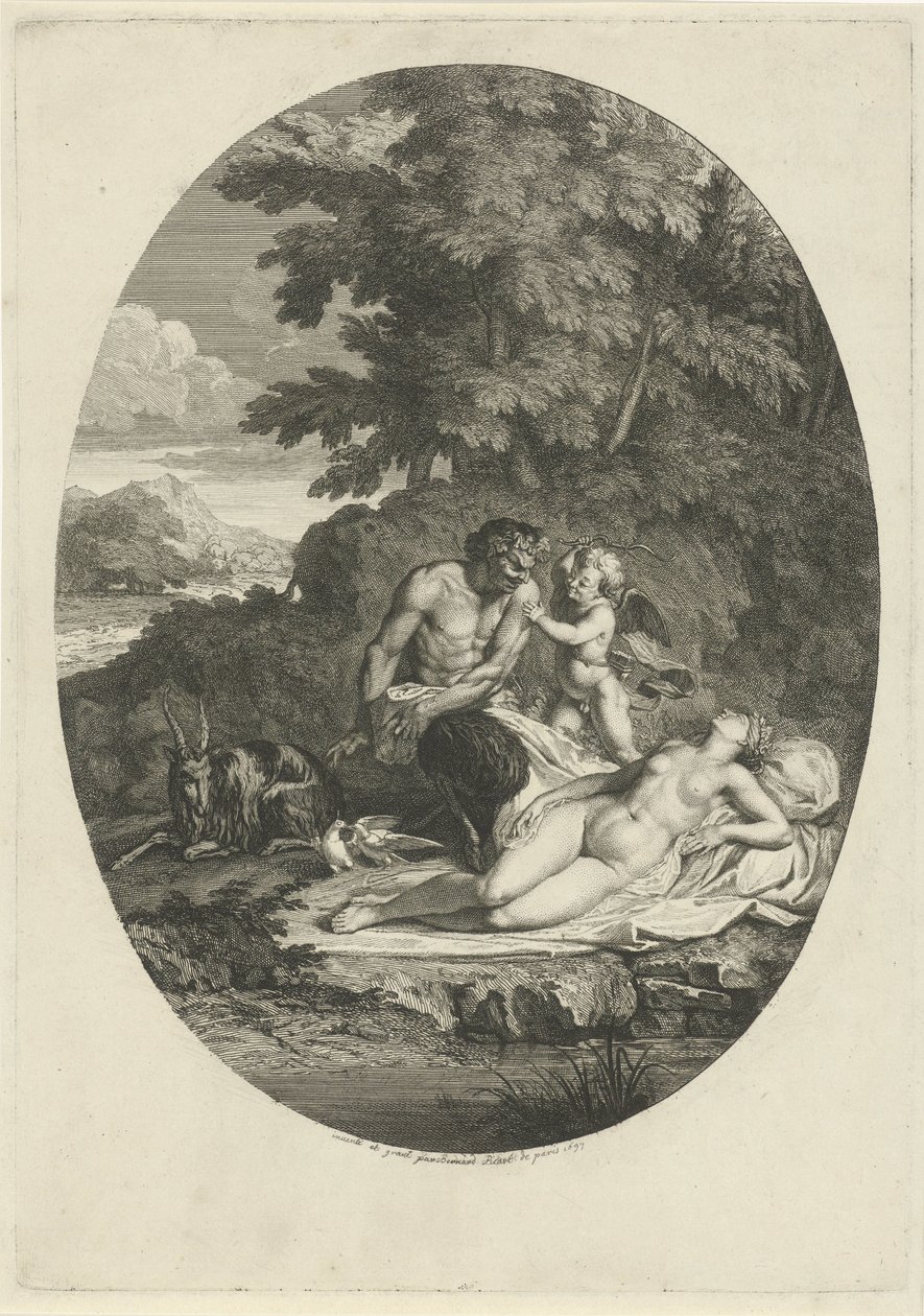 Satyr pronásleduje spící Venuši od Bernard Picart
