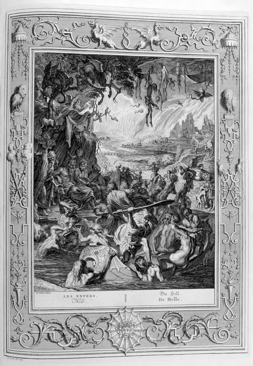 Scéna pekla, 1733 od Bernard Picart