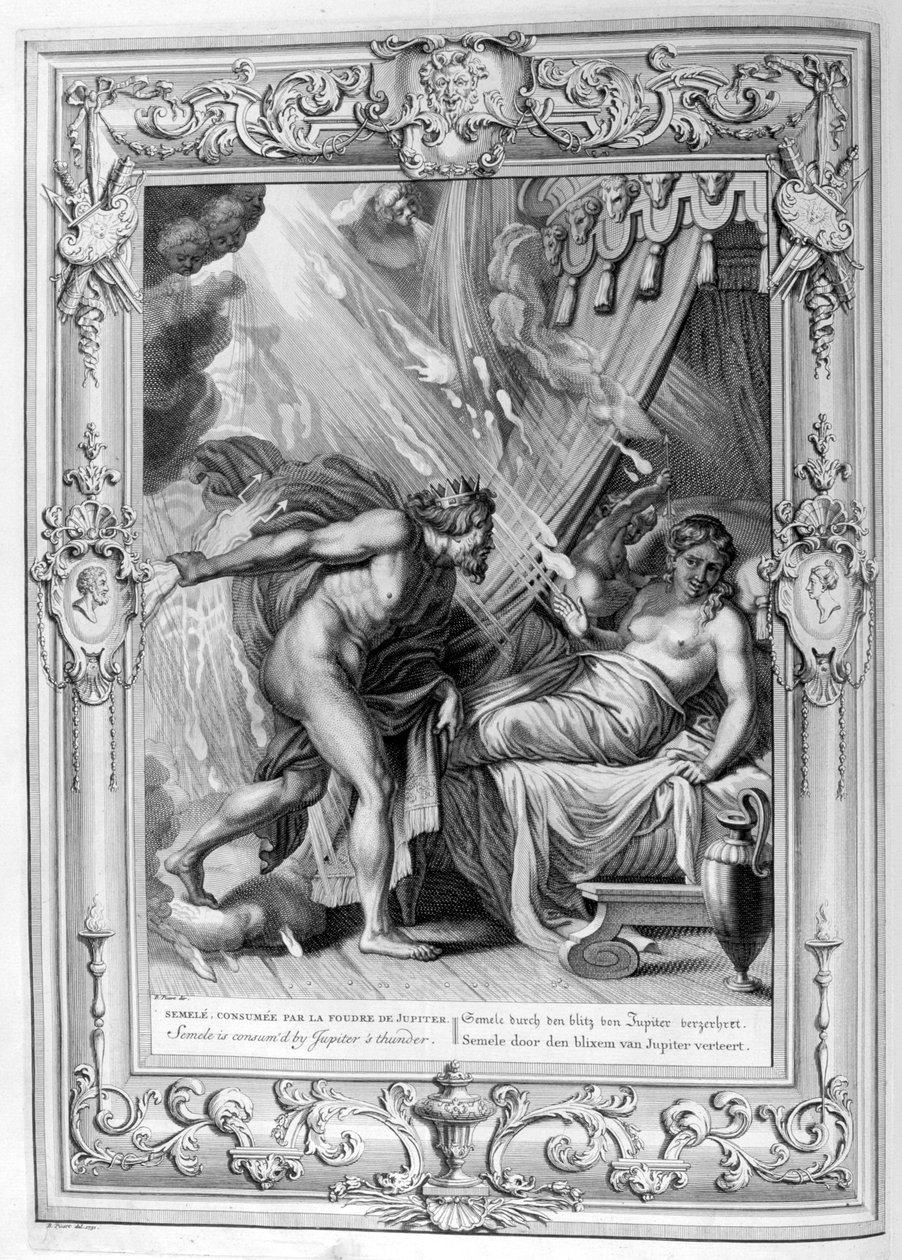 Semele je pohlcena Jupiterovým ohněm, 1733 od Bernard Picart