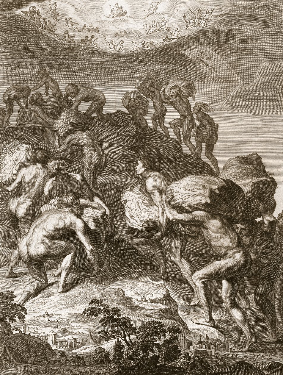 The Giants Attemp to Scale Heaven Piling Mountains Upon Another, 1731 od Bernard Picart