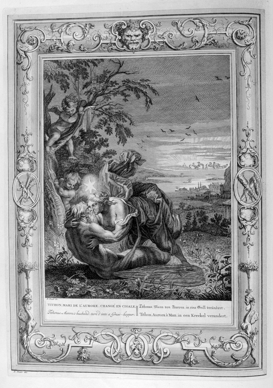 Tithonus, manžel Aurory, proměněný v kobylku, 1733 od Bernard Picart
