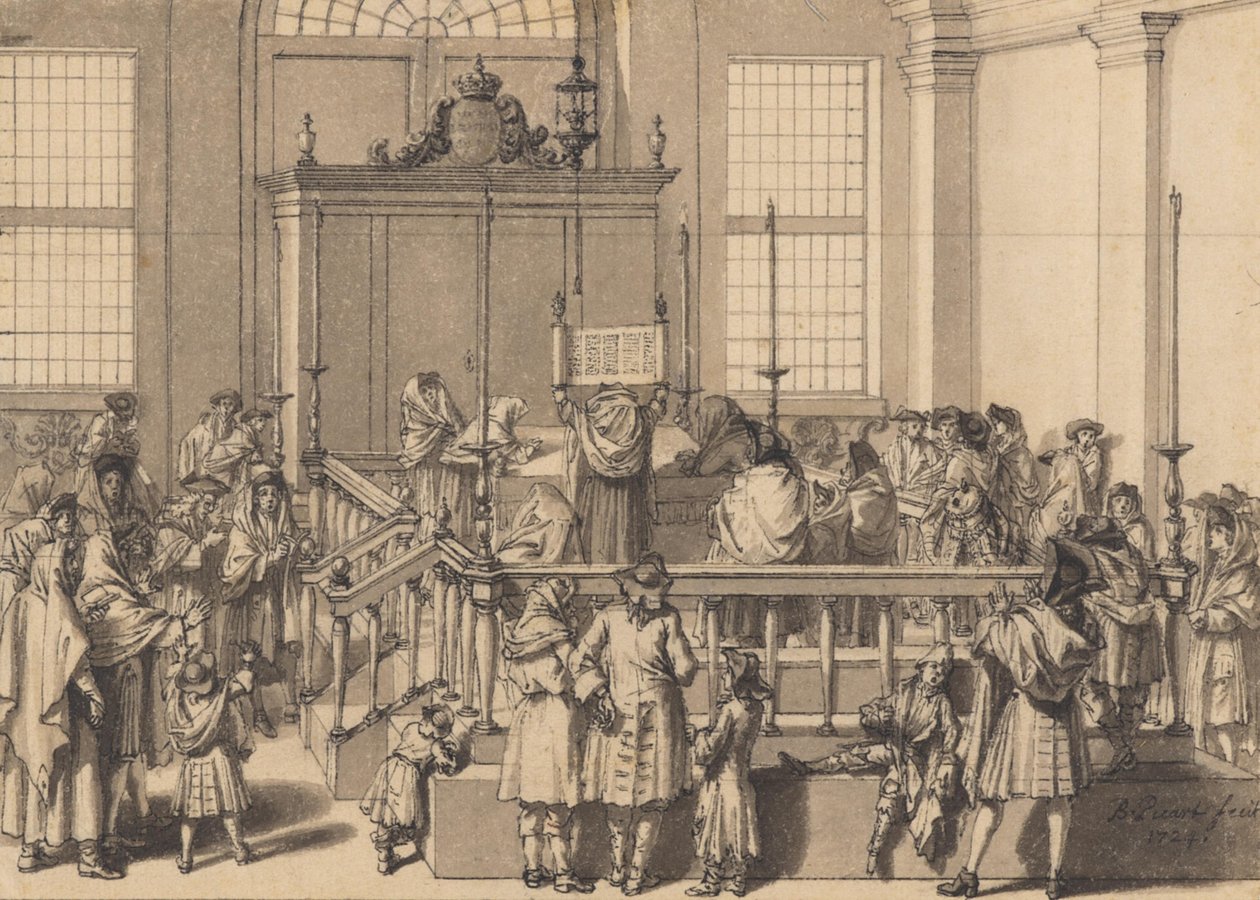 Čtení Zákona v portugalské synagoze v Haagu od Bernard Picart