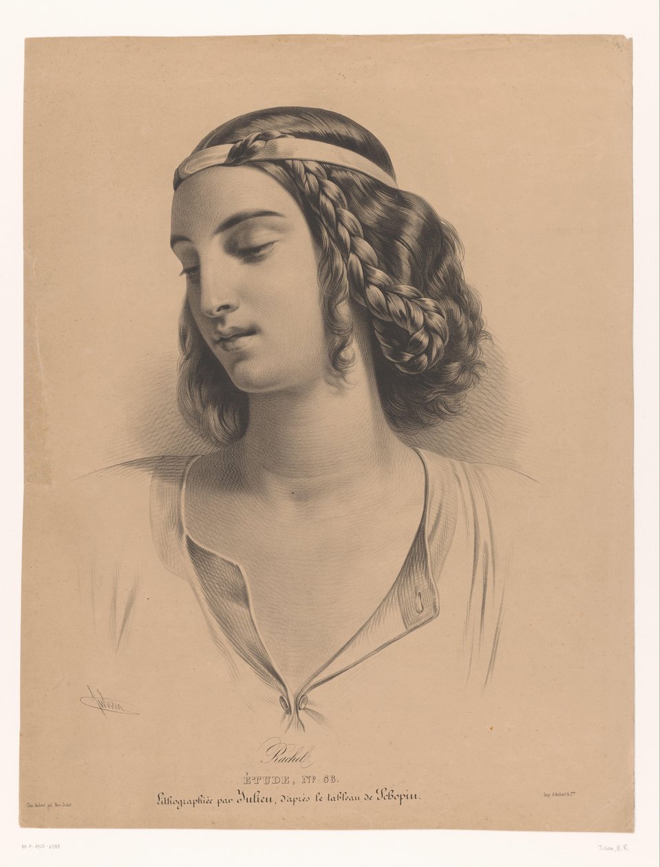Portrét herečky Mademoiselle Rachel (Élisabeth Rachel Félix) Rachel (titul na předmětu) Studie (název série na objektu) od Bernard Romain Julien