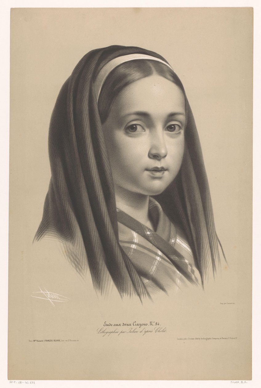 Portrét dívky Studie ve dvou typech křídy (název série) Etude aux deux Crayons (název série na objektu) od Bernard Romain Julien