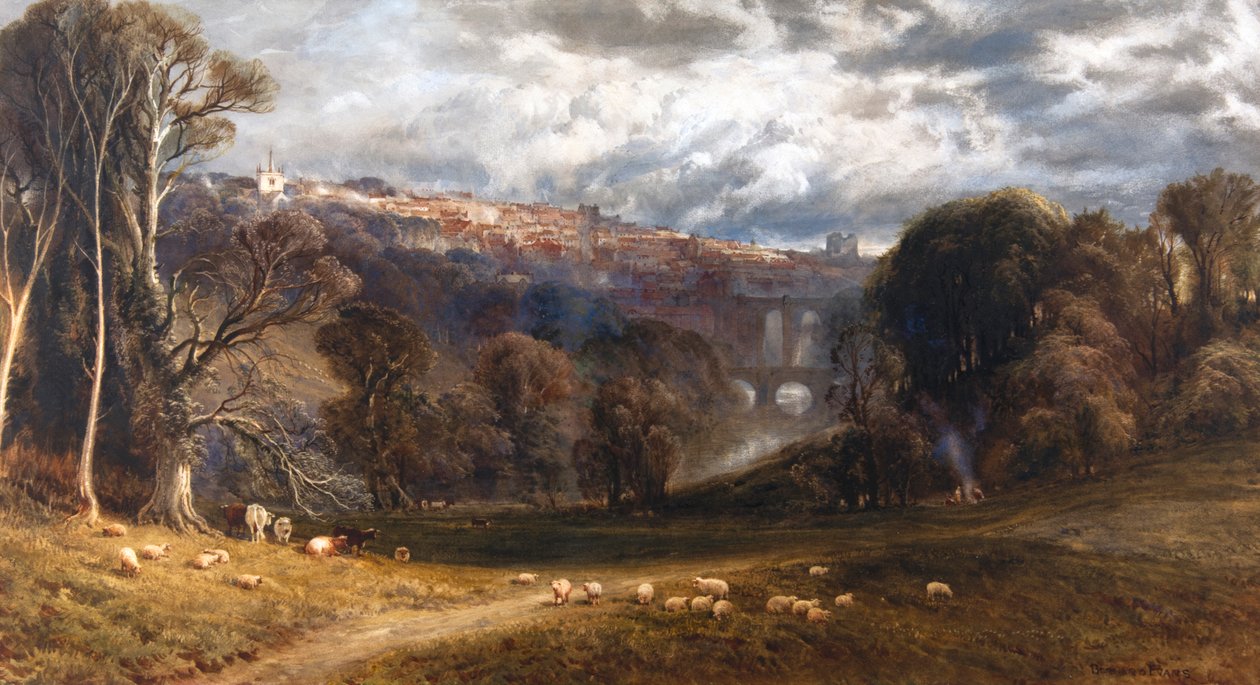 Pohled na Knaresborough (akvarel a bodycolor ) od Bernard Walter Evans