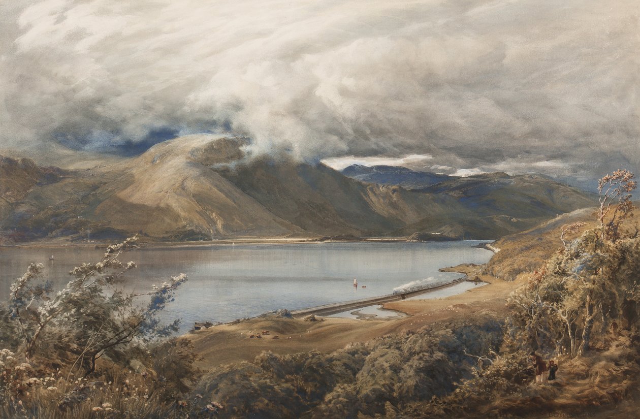 Severní Wales, možná úsek železnice Ffestiniog (wc na papíře) od Bernard Walter Evans