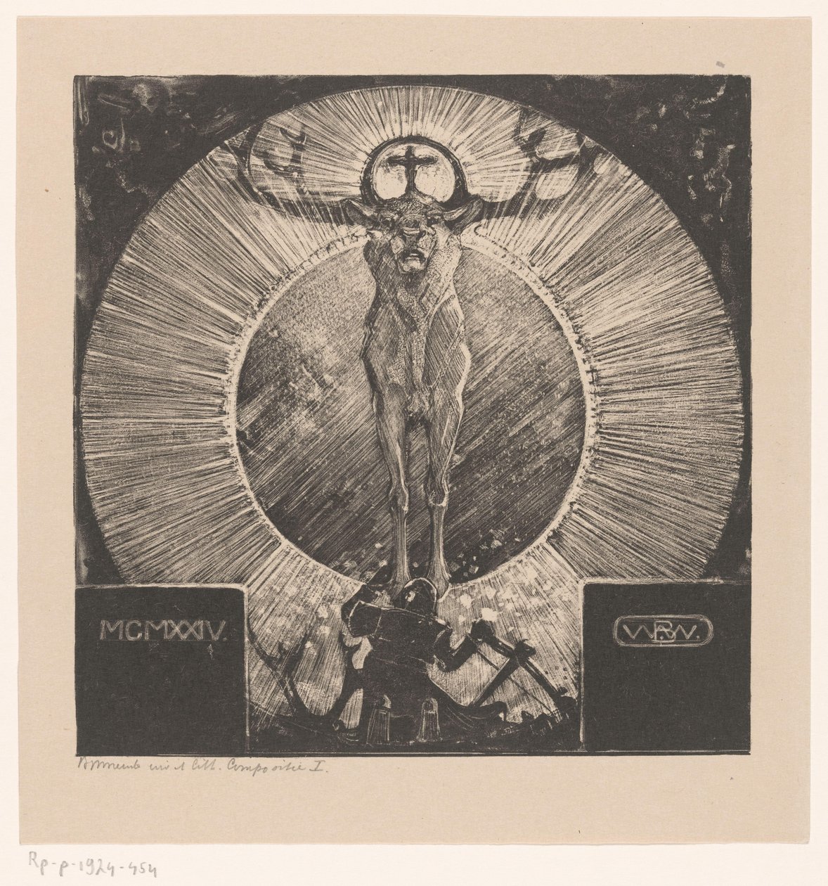 Obrázek pro vzhled jelena Vidění sv. Huberta (skladba I) (původní název) od Bernard Willem Wierink (signed by artist)