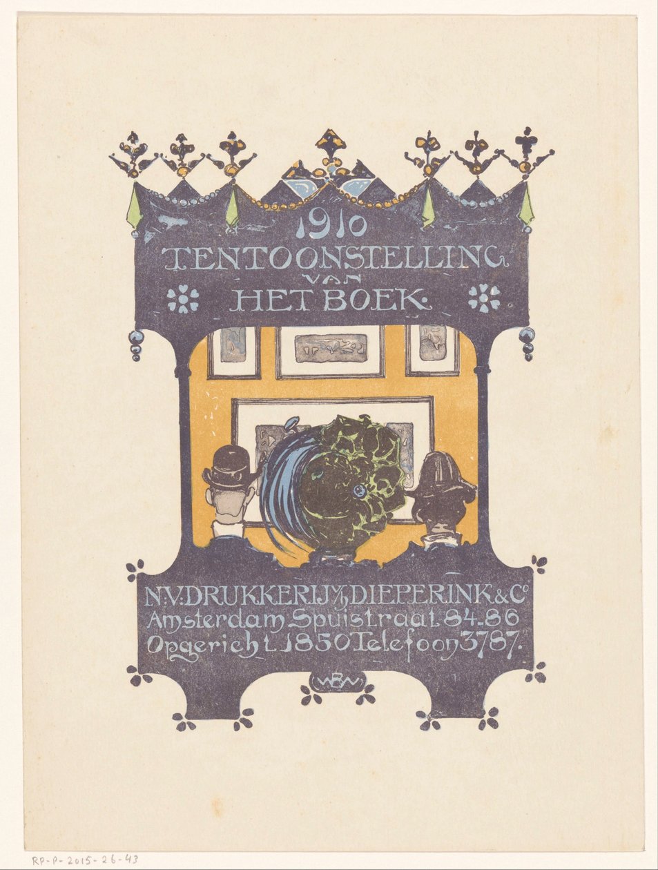 Reklama amsterdamské kamenné a knihtiskové společnosti Dieperink & Co 1910 Výstava knihy (název na předmětu) od Bernard Willem Wierink