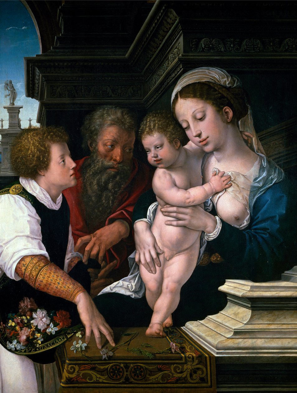 "La Sainte famille" Peinture de Bernard van Orley (Barend, Barent, Bernaert of Brussels) od Bernard van Orley