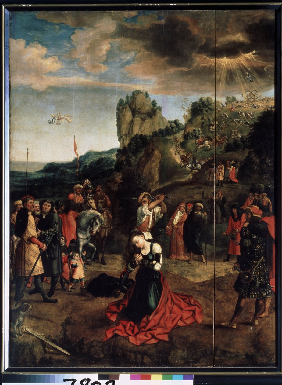 mučedník de Sainte Catherine. (Mučednictví svaté Kateřiny) - Peinture de Bernard van Orley (Barend, Barent, Bernaert van Brussel od Bernard van Orley