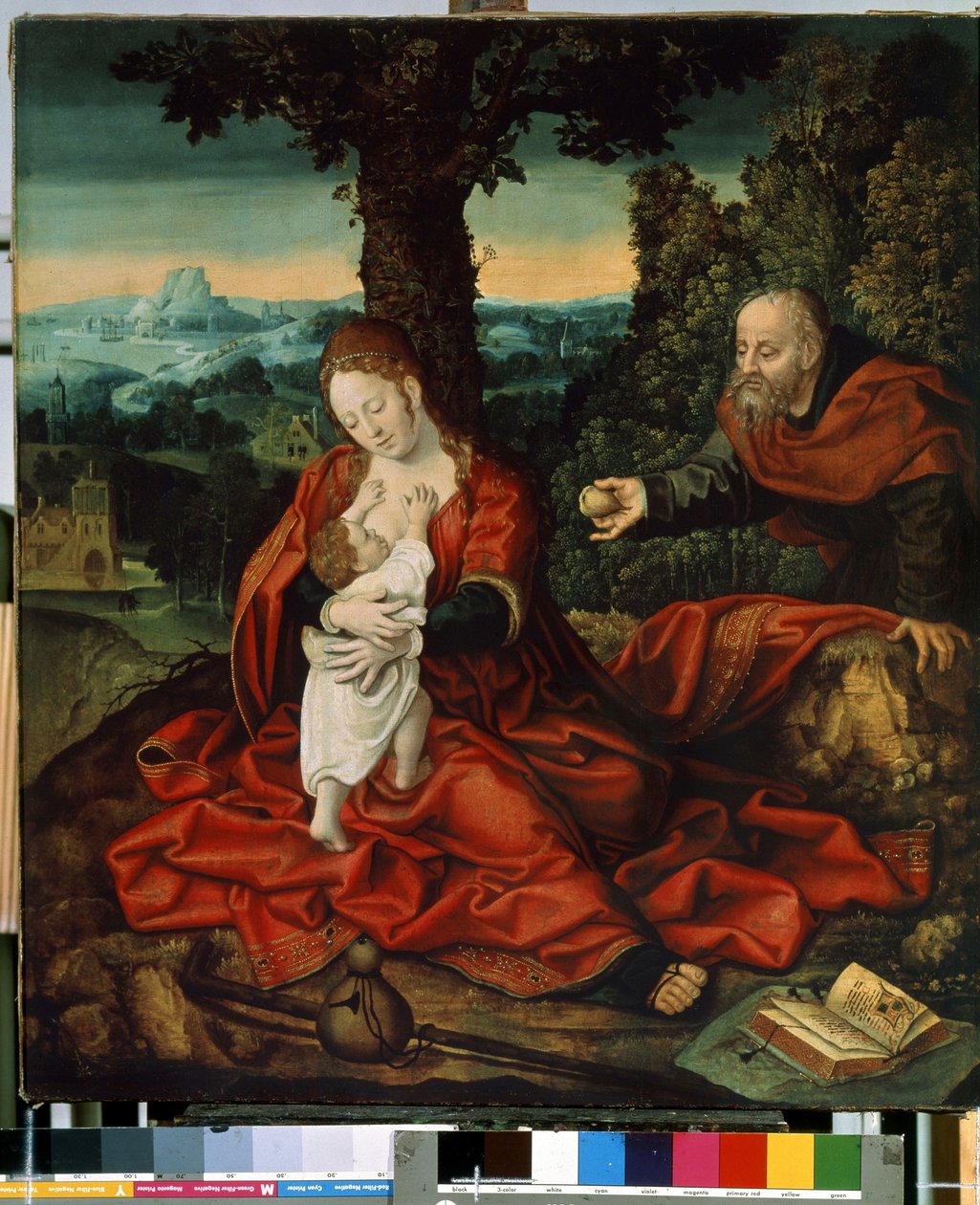 "Le repos durant la fuite en Egypt"" (Odpočinek na útěku do Egypta) Peinture de Bernard van Orley (Barend, Barent, Bernaert van Brussel od Bernard van Orley