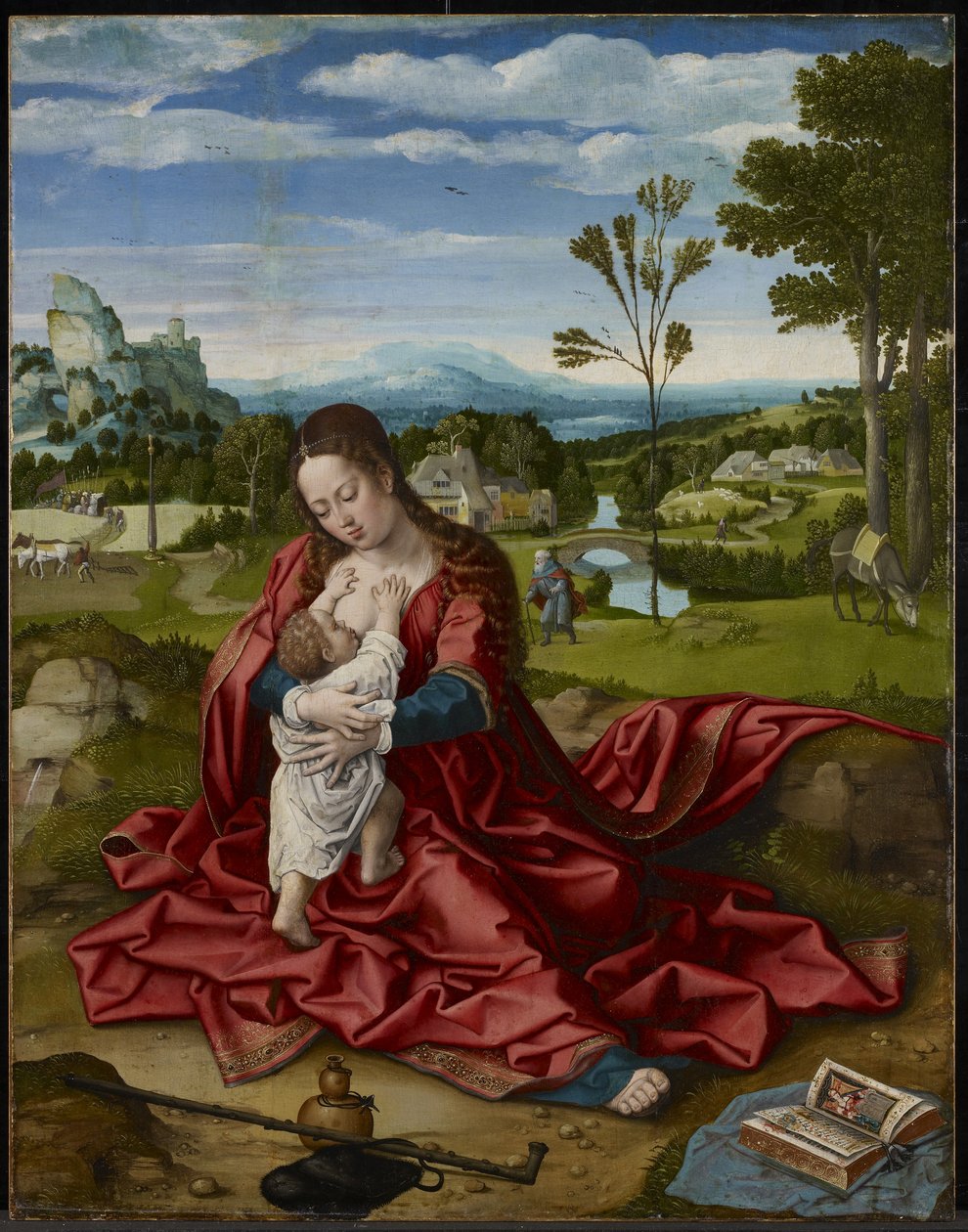 Odpočinek na letu do Egypta, cca 1518 (olej a gesso na panelu) od Bernard van Orley