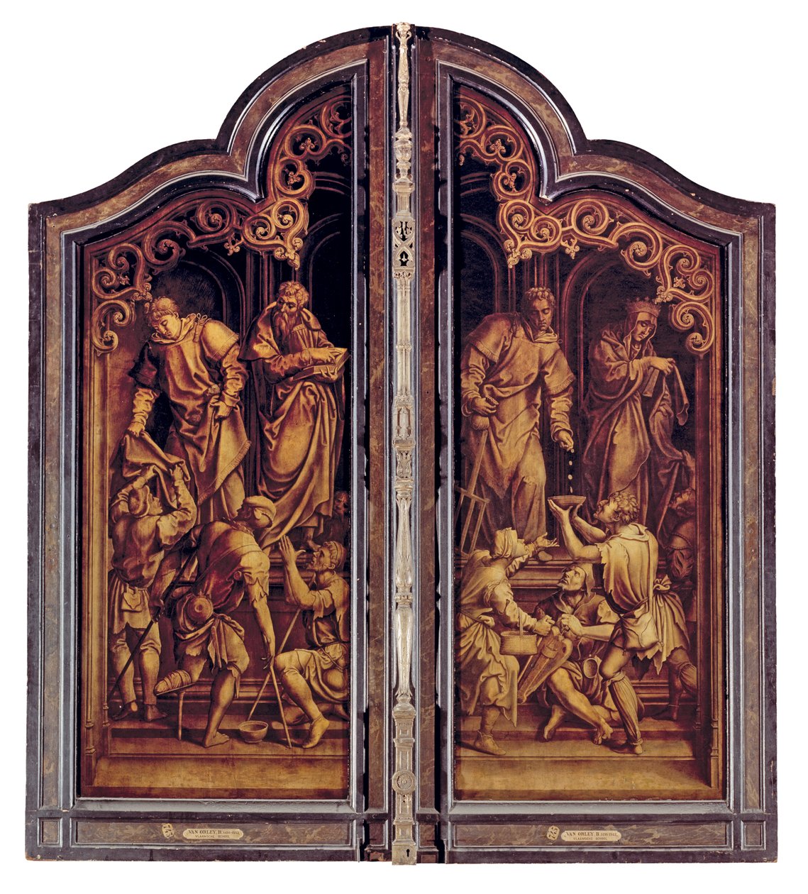 Poslední soud a sedm skutků milosrdenství, uzavřeno (olej na panelu) od Bernard van Orley