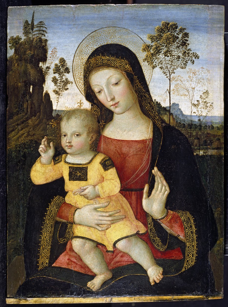 Panna a dítě, 15. století od Bernardino di Betto Pinturicchio