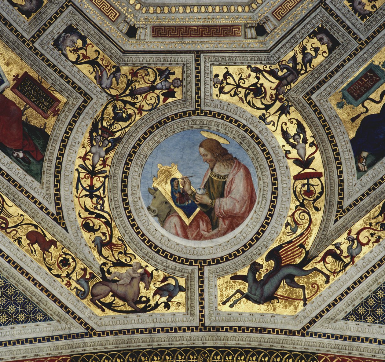 Klenba presbytáře s Lukášem Evangelistou, Santa Maria del Popolo, Řím, kolem 1484-92 od Bernardino di Betto Pinturicchio